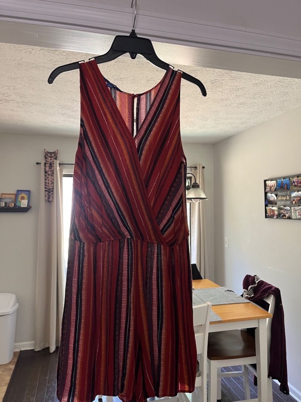 Apt 9 Sleeveless Rust Red Striped lightweight V-Neck Romper